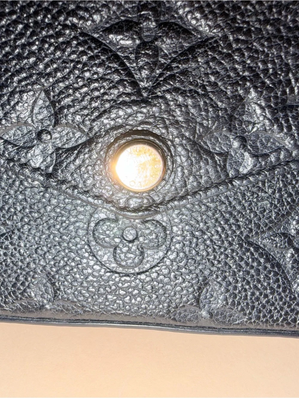 Louis Vuitton Black Embossed Monogram Wallet & Card Holder crossbody Felicia.